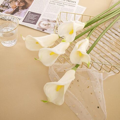 XZJMY 3Pcs Artificial Calla Lily Flowers,25~27''Long Stem Calla Lilies Artificial Flower, Fake Latex Flowers for DIY Wedding Bouquet Party Home Decor(White) in Saudi Arabia