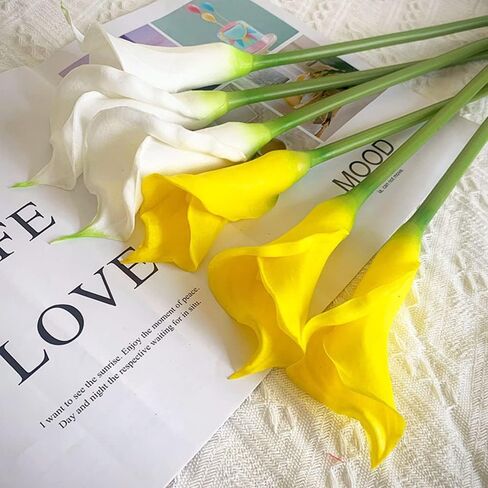 XZJMY 3Pcs Artificial Calla Lily Flowers,25~27''Long Stem Calla Lilies Artificial Flower, Fake Latex Flowers for DIY Wedding Bouquet Party Home Decor(White) in Saudi Arabia