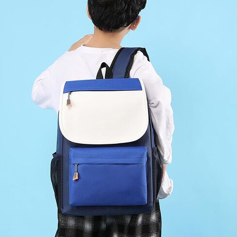 Children Colorblocking Backpack Large Capacity Oxford Cloth Schoolbag Boys Girls Lightweight Shoulder Bag in Saudi Arabia