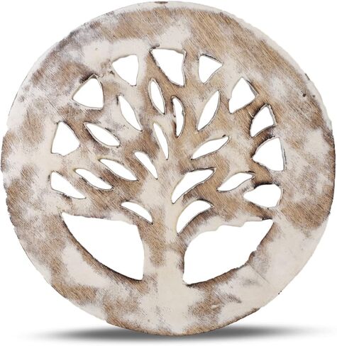 Handmade Wooden Trivet For Hot Dishes Plates & Pots Holder Hot Pad For Kitchen & Dining Table Decor Cookware Heat Resistant Rustic Decorative Carvings Tabletop Home & Dining Table Essentials (Antique) in Kuwait