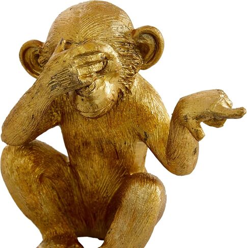 Deco 79 Polystone Monkey Decorative Sculpture See No Evil Home Decor Statues, Set of 3 Accent Figurines 6", 6", 6"H, Gold in Saudi Arabia