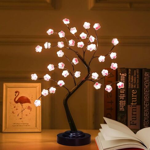 مصباح شجرة أزهار الكرز مقاس 20 بوصة مع 36 مصباح LED ومؤقت وخيارات طاقة مزدوجة لغرفة النوم وديكور المنزل وعيد الميلاد والحفلات - أضواء زهور يابانية جميلة للأضواء الليلية in Kuwait