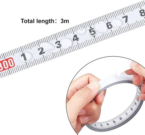 FINGERINSPIRE 300cm Carbon Steel Back Adhesive Ruler, Steel Self-Adhesive Measuring Tape, Metal Sticky Ruler Tape Measuring Tool (Left-Right Reading) in Saudi Arabia