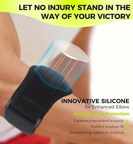 HiRui Tennis Elbow Brace for Forearm Tension Relief, Elbow Support Arm Straps Compression Pad for Men Women, Pressure Bands for Tendonitis Strains Weightlifting Golfer Baseball (Black-1 Pack) in Saudi Arabia