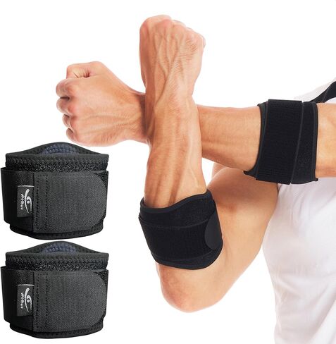 HiRui Tennis Elbow Brace for Forearm Tension Relief, Elbow Support Arm Straps Compression Pad for Men Women, Pressure Bands for Tendonitis Strains Weightlifting Golfer Baseball (Black-1 Pack) in Saudi Arabia