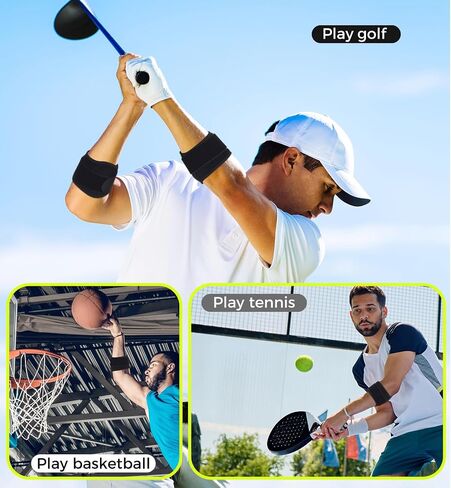 HiRui Tennis Elbow Brace for Forearm Tension Relief, Elbow Support Arm Straps Compression Pad for Men Women, Pressure Bands for Tendonitis Strains Weightlifting Golfer Baseball (Black-1 Pack) in Saudi Arabia