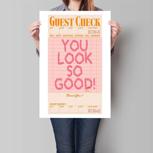 lmowbvtp Guest Check Wall Art, 3P 12x16in Orange And Pink Room Poster, Ways To Say I Love You Poster Couples Art, You Look Good Positive Quote Print for Girl Bedroom Unframed in Saudi Arabia