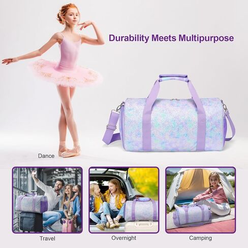 Bagseri Kids Duffle Bag Boys - Waterproof Sports Gym Bag for Travel Sleepover Overnight Bag with Shoe Compartment and Dry Wet Separation Pockets (Blue Dinosaur) in Saudi Arabia