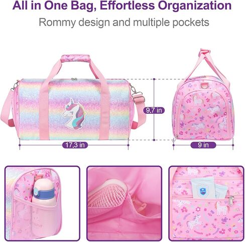 Bagseri Kids Duffle Bag Boys - Waterproof Sports Gym Bag for Travel Sleepover Overnight Bag with Shoe Compartment and Dry Wet Separation Pockets (Blue Dinosaur) in Saudi Arabia