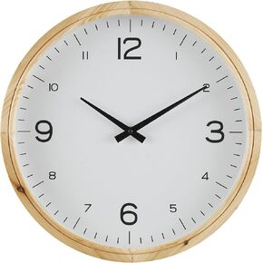 Deco 79 Wood Decorative Wall Clock Wall Clock for Home with White Backing, Wall Clock for Room 16" x 3" x 16", Light Brown