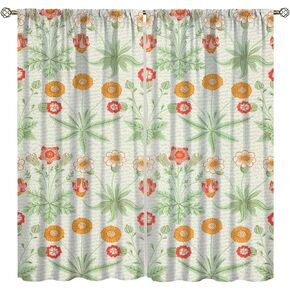 Vintage Plant Curtains,William Morris Art Print Retro Flower Nature Window Treatments for Bedroom Living Room Kitchen Rustic Art Window Drapes 2 Panels Set,Total Size 42" x 45"