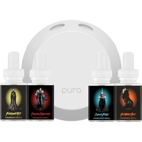 Pura Smart Home Fragrance Device Starter Set w/ 4 Scents - Pura 4 - Scent Diffuser for Home - Cruella, Hades, Maleficent, Scar