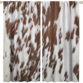 Cowhide Animal Blackout Windows Curtains, Western Farm Animal Fur Curtains, Wildlife Country Farmhouse Cow Curtains, Kids Boys Girls Teens Curtains,for Living Room Bedroom 42x45in 2 Panels