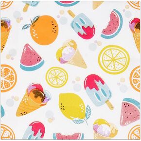 100 Fruits and Ices Cocktail Beverage Napkins Disposable Paper Ice Cream Pop & Fruit Dessert Napkin for Tropical Summer Spring Beach Pool Birthday Party Bridal & Baby Shower Tableware Party Supplies