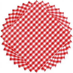 Tatuo 100 Sheet Gingham Paper Napkins Bulk Disposable Checkered Napkin 12.9 x 12.9 in Classic Buffalo Plaid Napkin 3 Layers for Dinner Picnic BBQ Christmas New Year Birthday Party(Blue and White)