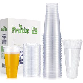 32oz Plastic Cups with Lids and Straws, Disposable Cups for Iced Coffee,Cold Drinks, Milkshake, Bubble Tea，Smoothie and TO-GO Drinkings[50Sets Pack] in Saudi Arabia