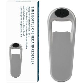 KITCHENDAO 3 in 1 Magnetic Beer Bottle Opener Resealer with Cap Catcher, Airtight with Silicone, Durable & Rust-proof with Stainless Steel, Stick to Fridge for Easy Storage with Magnet, Gift for Men