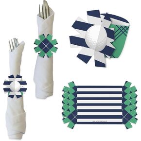 Big Dot of Happiness Par-Tee Time - Golf - Birthday or Retirement Party Paper Napkin Holder - Napkin Rings - Set of 24