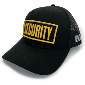 Security Guard Uniform Trucker Hat with Patch - Trucker Black Mesh Hat - Embroidered Patch - Perfect for Uniform