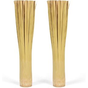 Bamboo Pot Brush, Refined Kitchen Cleaning Brush, Traditional Natural Bamboo Wok Brush, One Piece Structure,Powerfully Scrub Pots and Jars of Stains, 2 Pack (Large, Flat Mouth)