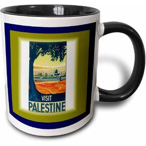 3dRose mug_59773_4 "Old Palestine Travel Poster" Two Tone Black Mug, 11 oz, Multicolor