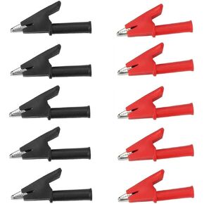 bnafes10Pcs Full Insulated Crocodile Clips with 4mm Socket Banana Jack Copper Test Clamp Wire Clip Alligator Clips 30A