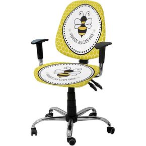Stretch Office Chair Cover,Summer Farm Sweet as Can Bee Hive Computer Chair Covers Removable Rotating Chair Slipcover,Cartoon Cute Animal Geometric Hexagon Stretchable Chair Seat Cushion Protector