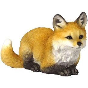 US 5.5 Inch Fox Pup Crouching Decorative Statue Figurine, Orange and Tan