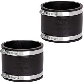 Fernco 1056-44 4-in. Flexible PVC Pipe Coupling for Cast Iron and Plastic Plumbing Connections, 2-Pack