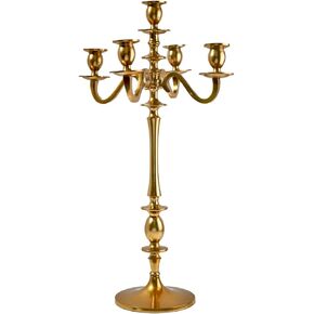 Serene Spaces Living Classic Gold Candelabra, Wedding or Party Centerpiece, Measures 25.75" Tall, 7" Wide and 11.5" in Diameter