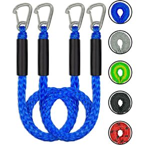 3Feet Bungee Dock Lines 2 Clips Heavy Duty 316 Stainless Steel Clips 2PCS (Black, 3 Feet)