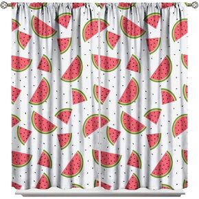 Watermelon Kitchen Window Curtains,Summer Time Cartoon Fruit Watermelon Slices Print Blackout Drapes,Fresh Tropical Fruit Pattern Curtains for Living Room Bedroom 42x45 Inch