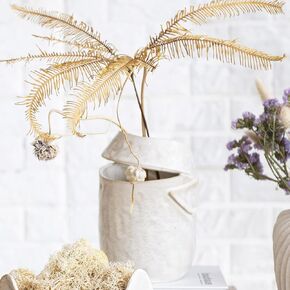 Bloomingville Round Stoneware Organic Shaped Vase with Reactive Glaze, Cream