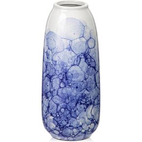 Blue and White Vase, Blue Ceramic Vase Chinoiserie Vase for Decor Blue and White Porcelain Vase 9" Flower Vase for Centerpieces Pottery Vase for Living Room Dining Table Home Decor
