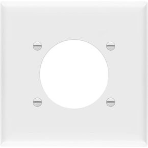 ENERLITES 2.125" Diameter Single Hole Receptacle Outlet Metal Wall Plate, Corrosive Resistant, Size 2-Gang 4.50" x 4.57", 7792, 430 Stainless Steel, UL Listed, Silver, Stainless-Steel