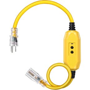 DEWENWILS 3Ft Automatic GFCI Extension Cord Outdoor, 12/3 SJTW Heavy Duty Extension Cord, Power Cord with LED Lighted 3 Prong Plug, 15A/125V/1875W, Black, UL Listed