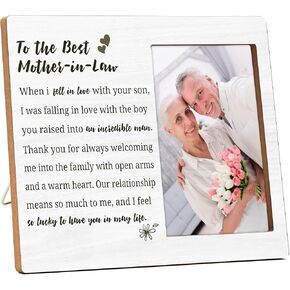 Mother in Law Picture Frame Gift, To the Best Mother in Law Wedding Gifts for Women, Mother of the Bride Groom Wedding Gifts from Daughter Son, Thank You Mom Wedding Day Photo Frame Gifts -E(09)