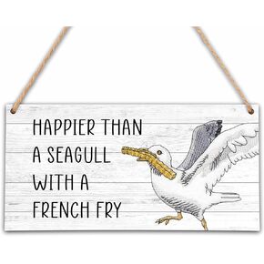 patcate Summer Wood Sign Hanging Decor, Rustic Farmhouse Beach Seagull Wall Art Decor for Home Office Living Room Bedroom Bathroom (B04)