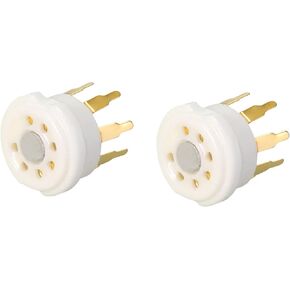 MECCANIXITY 7pin PCB Tube Socket Ceramics, Vacuum Tube Protect Tube Pin Socket, Silver Plated for 6Z4 6H2 Tube Pack of 2