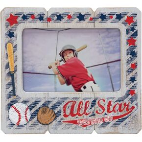 Neil Enterprises, Inc. 6" x 4" Distressed Whitewash Finish Wood Baseball Picture Frame