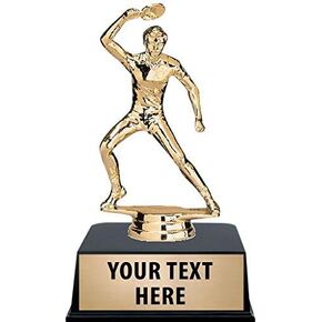 Crown Awards Table Tennis Trophies with Custom Engraving, 6" Personalized Male Ping Pong Trophy On Black Base Prime