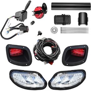 LED Deluxe Golf CartHeadlight Tail Light Fit for 2014-Up EZGO Freedom/TXT T48/ EZGO Valor Gas & Electric,12V Street Legal Golf Cart Lights Kit with Turn Signals Kits, Brake Lights, Horn