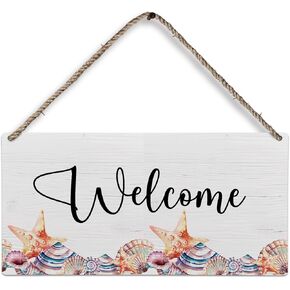 Welcome Back Wood Plaque Sign, Welcome Sign, Coasal Beach House Wall Decor Ocean Style Welcome Sign, Welcome Sign Home Kitchen Wall Hanging Decor, 12x6 inch