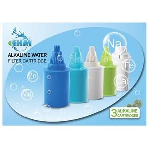 EHM 3 Pack Alkaline Mineral Water Filters Replacement Cartridges (Blue)