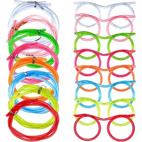 8 Pieces Silly Straw Glasses Eyeglasses Straws Eyeglasses Crazy Fun Loop Straws Novelty Drinking Eyeglasses Straw for Annual Meeting, Fun Parties, Birthday, Assorted Colors