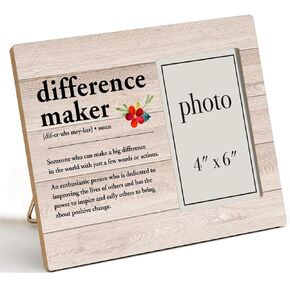 Thank You Gifts for Coworker Colleague Boss Mentor Teacher, Appreciation Gifts, Difference Maker Wood Photo Frame Difference Maker Definition Picture Frame (Photo 4x6 Inches)