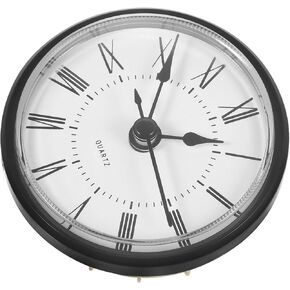 OSALADI Round Clock Insert 3 Inch Quartz Clock Fit-up Movement Miniature Clock White Dial Black Trim Roman Numerals DIY Clock Replacement Part
