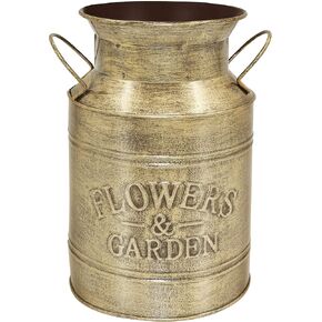 Soyizom Metal Gold Decorative Flower Vases | Farmhouse Country Bucket Vase | Rustic Vintage Milk Can Jug Vase |Galvanized Tin Planter Pot Vase for Dried Floral Flower for Tabletop Indoor Outdoor Decor