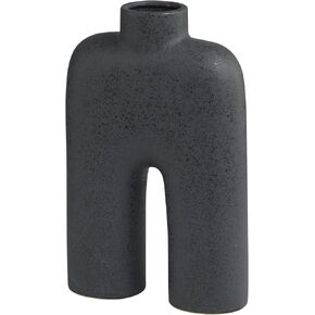 The Novogratz Ceramic Abstract Decorative Vase Arched Centerpiece Vase, Flower Vase for Home Decoration 9" x 3" x 13", Black