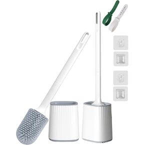 Toilet Brush,Elegant Toilet Bowl Brush and Holder,Flexible Toilet Bowl Cleaner Brush,Silicone Bristles Bathroom Toilet Scrubber Rim Deep Cleaning,Wall Mounted No Drip Fast Dry Holder Set…(Gray